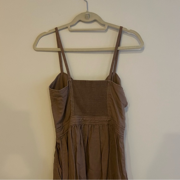 Wilfred Aritzia Adelia Linen Dress Midi Knot Tie Button Nutmeg Tan Brown Size 4 - Picture 10 of 12